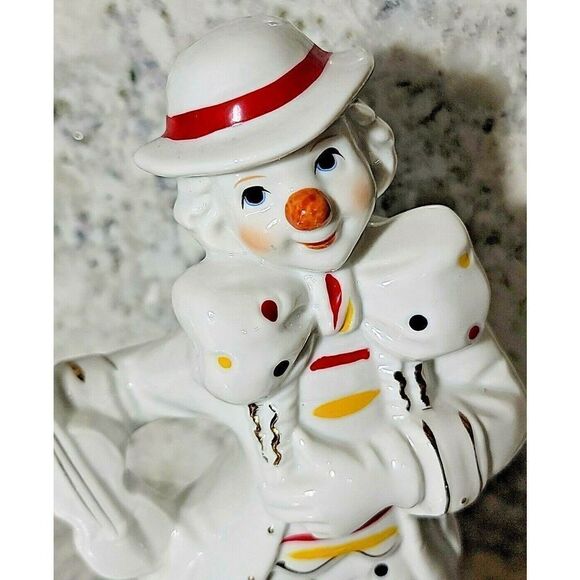 Sophia Ann Ceramic Collectable Clowns Vintage Set of 2 White Happy 7.5"-8" - Picture 2 of 6